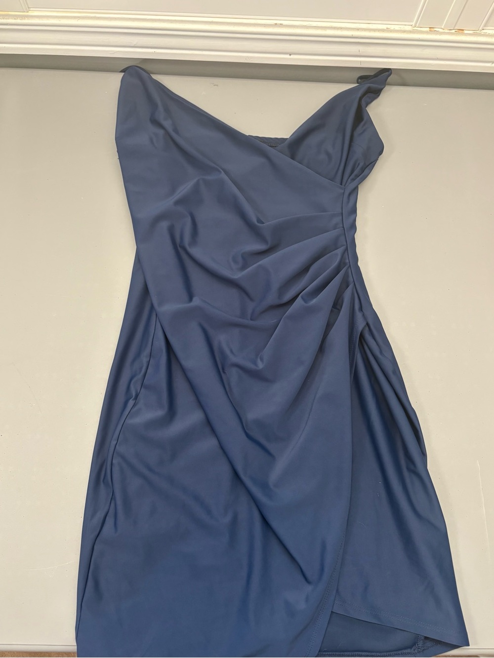 Sleek Navy Draped Women’s Dress